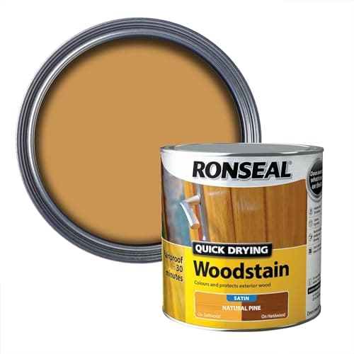 Image of Ronseal QDWSNO25L 2.5 Litre Satin Finish Quick Dry Woodstain - Natural Oak