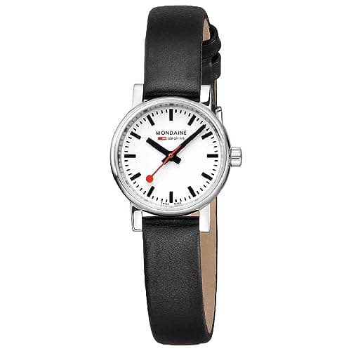 Image of Mondaine MSE.26110.LBV Women's Analogue Swiss Quartz Movement Watch with Vegan Grape Leather Strap, Black, Strap.