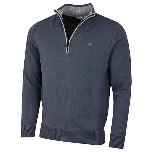 Image of Calvin Klein Mens 1/2 Zip CK Golf Sweater - Steel Grey - XL