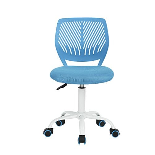 Image of Homy Casa Desk Chair Adjustable Swivel Fabric Seat Ergonomic Task Chair Home Office For Kids Teens without Armrest, Blue