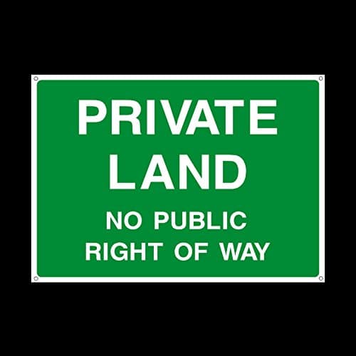 Image of Private Land No public right of way Plastic Sign with 4 Pre-Drilled Holes - Staff Only/Authorised/Keep Out/Beyond this point (CA51)