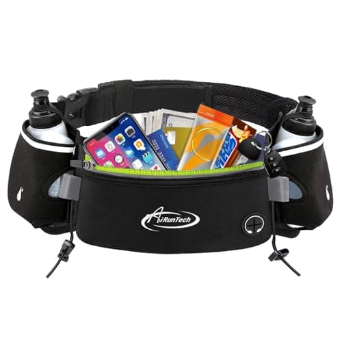 Image of AiRunTech Hydration Running Belt with Bottles Zero Bounce Design for Running, Triathlon, Ironman, Marathon, 10K, 5K, Trail Fit for Most Smartphones(2x175ml bottle)
