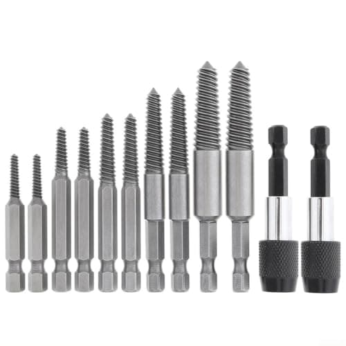 Image of 12 PCS Screw Extractor Set - Bolt Extractor Set - Hex Shank Screw Extractor Bolt Extractor - Easy-Out Bolt Removal Tool - For Removing Broken Bolts Studs