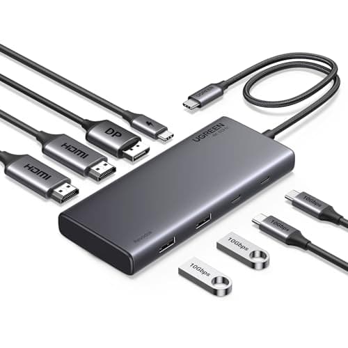 Image of UGREEN Docking Station, Revodok Pro 308 USB C Hub, Triple Display with 2x 4K HDMI and 1x DP, 10Gbps USB-A & C Data Ports, 100W PD Charging, Laptop Dock for HP, Dell, ThinkPad and More
