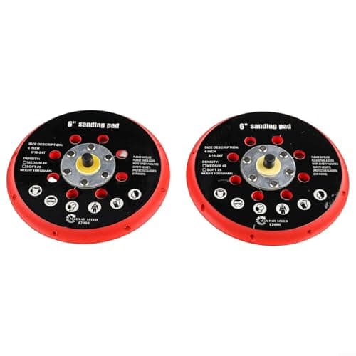 Image of 6 Inch Sanding Backing Pad with 17 Holes - For Orbital Sander, 150mm 5/16-24 Threaded Disc, High-Speed 12000 RPM Plastic Grinding Polishing Tool(2pcs)