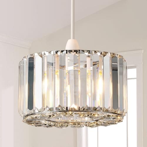 Image of HARPER LIVING Easy Fit Pendant Shade, Chrome Ceiling Light Shade with Diameter 23cm - Modern Lampshade for Bedroom, Kitchen, Living Room