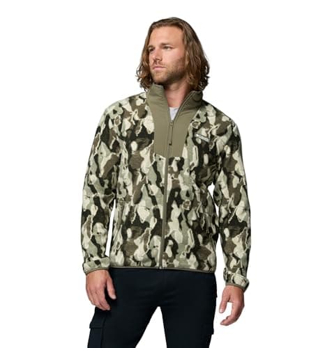 Image of Columbia Men's Sequoia Grove Printed Full Zip, Full Zip Fleece Jacket, Stone Green Treebark, Large