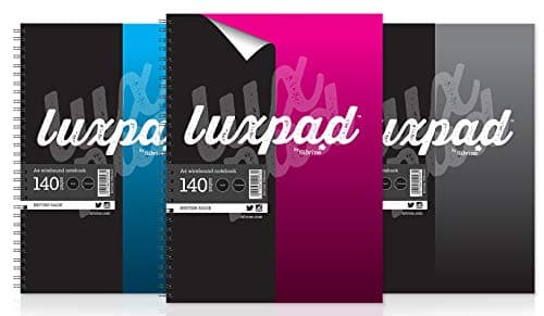 Image of Silvine Luxpad A4 Twin Wire Casebound Notebooks in 3 Assorted Colours with 140 Feint Ruled Pages. [Pack of 6]