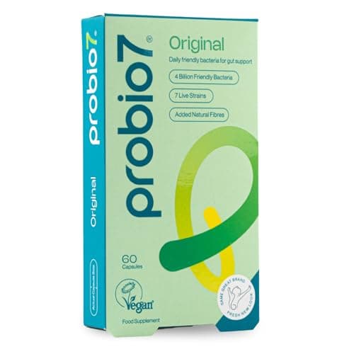 Image of Probio7 Original – Gentle Daily Gut Support | Vegan Approved | with 4 Billion CFU, 7 Live Bacterial Strains + Natural Fibre | Digestive Health Supplements, Probiotics for Gut Health, 60 Capsules