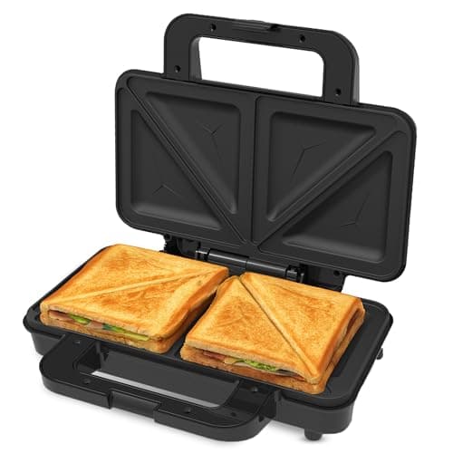 Image of Innoteck Deep Fill 2 Slice Sandwich Toaster - 900W Thermostatically Controlled - Deep Fill Non-Stick Ceramic Plates - Cool Touch Handle - Automatic Temperature Control - Black and Chrome