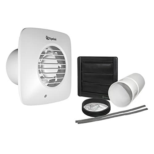 Image of Xpelair DX100PS 4 inch (100mm) Simply Silent DX100 Bathroom Fan with Wall Kit-Pullcord Square, Cool White