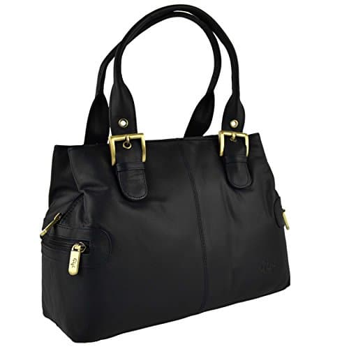 Image of Gigi Ladies Leather Compact Grab Bag Othello Collection (Black)