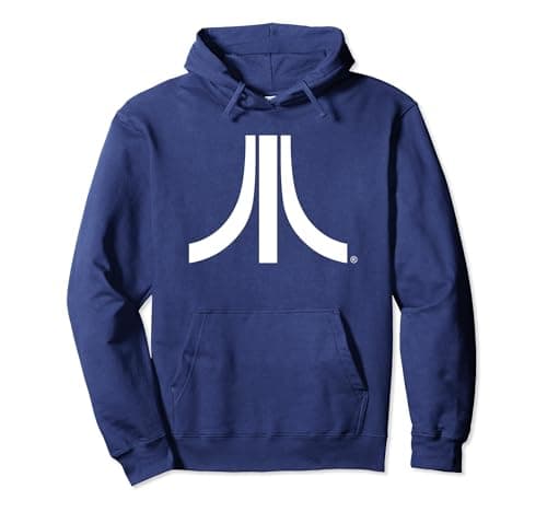 Image of Atari White Logo Vintage 80s Gaming Retro Fun Style Pullover Hoodie