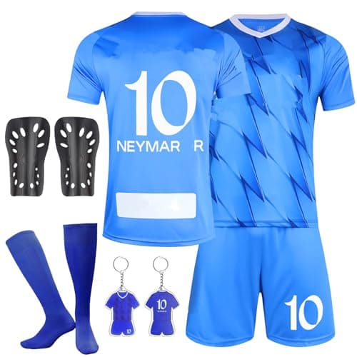 Image of Kids Football Kit, Training Shirts with Shorts & Socks, Guard Plate & Keychain - 2023/24 Home and Away Jerseys for Boys & Girls