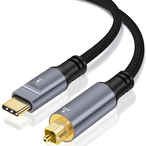 Image of USB C to Toslink Optical Audio Cable, 1.2M Unidirectional USB C to SPDIF Port Male Digital Optic Stereo Audio Cord for Smartphone, Tablet, Laptop, TV/Soundbar, Sony PS5,Speakers & Home Theater Systems