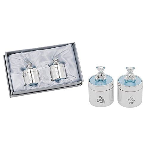 Image of Shudehill Giftware Enamel First Tooth And Curl Set Blue