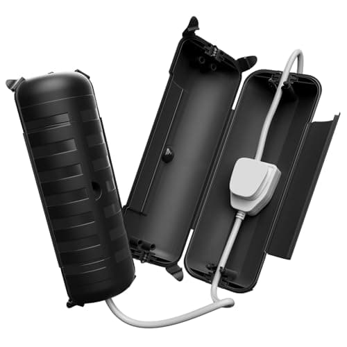 Image of [2 PACK] RESTMO Outdoor IP44 Waterproof Connection Box (29 × 11 × 7.5cm), Weatherproof Extension Lead Cover, Safety Seal Enclosure for Holiday Lights, LED Strips, Power Tools, Fountain, Black, Black