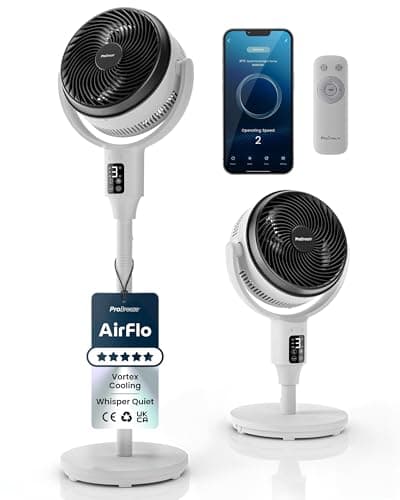 Image of Pro Breeze AirFlo 43" Smart Portable Pedestal Fan with Wi-Fi, 29dB Ultra Silent - Hybrid Adjustable Height, Smart App & Remote Control, 2 Cooling Fan Modes, Vertical & Horizontal Oscillation