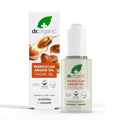 Image of Dr Organic Moroccan Argan Oil Facial Oil, Moisturising, Normal & Dry Skin, Mens, Womens, Natural, Vegan, Cruelty-Free, Paraben & SLS-Free, Organic, 30ml, Packaging may vary