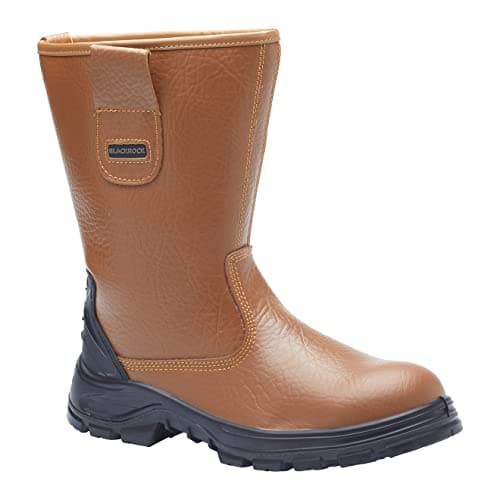 Image of Blackrock S1-P SRC Safety Rigger Work Boots, Mens Womens Steel Toe Cap Tan Leather, Working Boots, Safety Shoes, Protective Midsole, Gardening, Work & Utility Footwear, Construction - Size 12