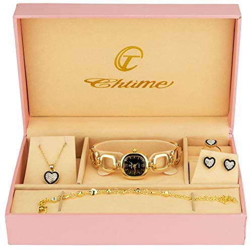 Image of Gift Set Women's Watch Black - Jewelry Set- Necklace-Ring- Earrings - Band