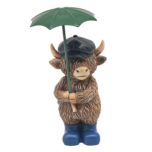 Image of Lesser & Pavey Highland Cow Rainy Days Home Decor Figurines & Ornaments For Home & Office | Decorative Home Accessories Statues For Indoor & Outdoor | Lovely Gifts for Women & Men