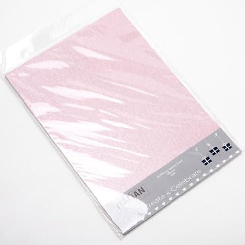 Image of Italian Options Metallic Pink Textured Cardstock Paper, 250gsm Craft Card Stock for Electronic Die-Cutter Machines, Christmas Crafts and Card Making Supplies, 10 Coloured Sheets, A4, 250gsm, Pink