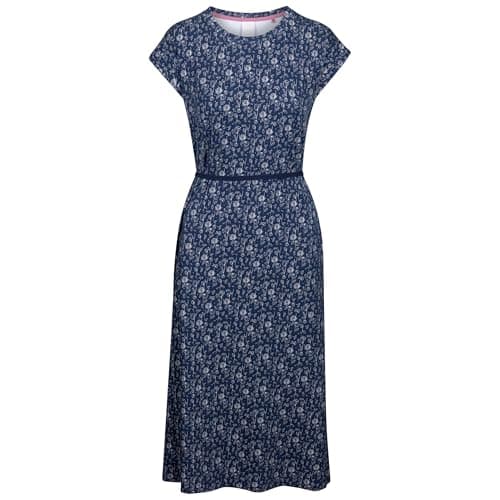 Image of Trespass Womens Summer Dress Portia - Cap Sleeves, Round Neckline, Tie Belt at Waist, Side Pockets, Side Slits, 95% Polyester, 5% Elastane