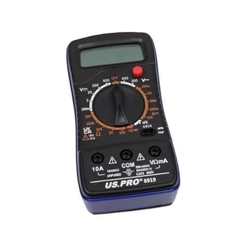 Image of US PRO Tools LCD Digital Multimeter 6919 for AC & DC 600V, 10A, and Resistance Testing