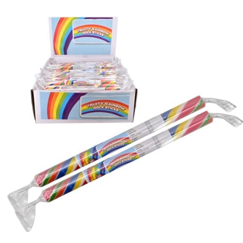 Image of LND Gifts Fruity Rainbow Rock, Sea Side Candy, Available in 2, 4, 8 or 15 Sticks (2 Sticks of Rock)