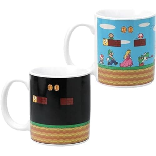 Image of Paladone Super Mario Bros Heat Changing Coffee Mug - Official Licensed Nintendo Merchandise, Nostalgic Gamer Icon Gift for Luigi, Yoshi & Princess Peach for Collectors 10oz Pop Culture Teacup