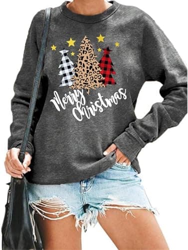 Image of hohololo Christmas Sweatshirt Womens Merry Christmas Jumpers Funny Xmas Jumper (grey2,S)