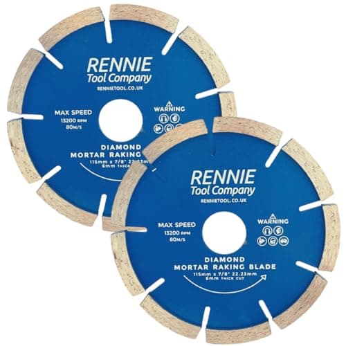 Image of 2 PACK x 115mm / 4.5" Diamond Mortar Disc, Mortar Masonry Joint Raking Blade For Angle Grinders, Repointing Raker Tool for Fast Removal of Old Mortar, Brickwork Pointing. 115mm Mortar Grinding Discs