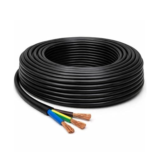 Image of LampStation 3183Y 3-Core Round Flexible Cable - 2.5mm Black PVC Electrical Wire - For Indoor Appliances and Extension Leads - 300/500V - BASEC Approved BS EN 50525-2-11-3 Metres