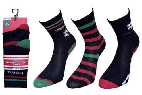 Image of Candid Styles® Pack of 3 Mens Football Socks - United, Manchester City, Newcastle, Liverpool Adult Team Socks for Sports, Training, or Everyday Wear Comfortable & Durable (LIVERPOOL, 6-11)