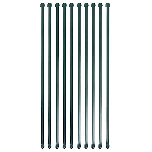 Image of vidaXL 10-Pack 1m Green Metal Garden Fencing Posts - Sturdy Plant Support Spikes/Stakes for Securing Flora