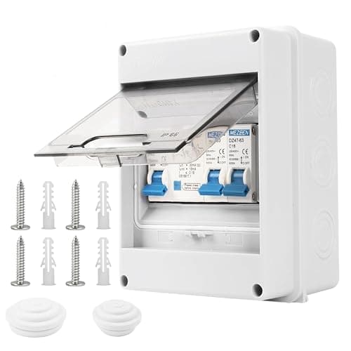 Image of 2 Way Consumer Unit Circuit Breaker: 40A 30mA RCD 2MCB 6A+16A Consumer Unit Circuit Breaker Panel IP65 Protection ABS Anti-Leakage Fuse Box for Garages Caravans