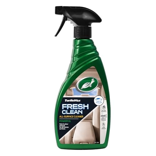 Image of Turtle Wax Fresh Clean All-Surface Interior Car Cleaner, Removes Stains, Odours & Grime From Car Upholstery, Vinyl, Leather, Plastics and More, Effective Car Freshener, New Car Smell, 500ml, Pack of 1