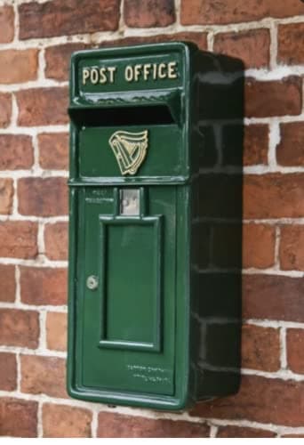 Image of Green & Gold "Irish Harp" Slim Wall Mounted Post and Parcel Box