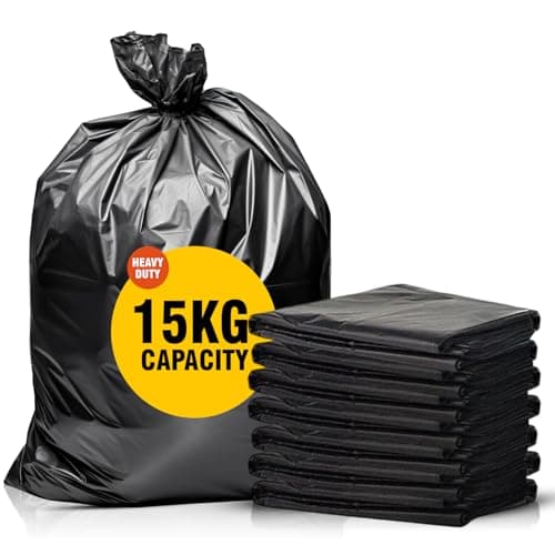 Image of Chef Royale 10x 50L Black Bin Bags for Indoor and Outdoor Use Heavy - Duty Bin Liners Rubbish Trash Bags for Daily use Use - Household,Office - Kitchen & Caterers Recyclable Refuse Sacks (10)