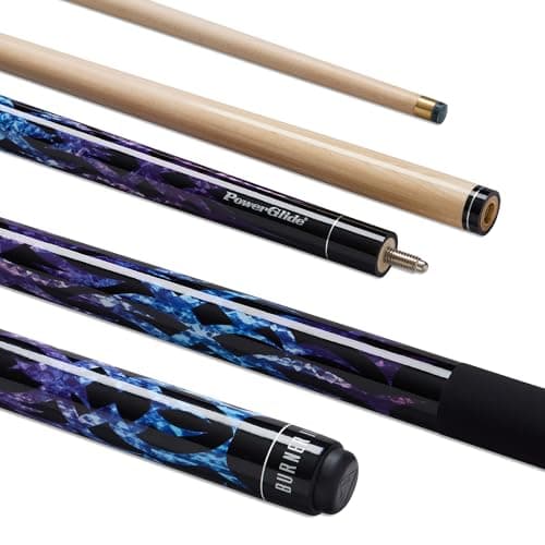 Image of POWERGLIDE One 2-Piece Pool Cue Stick | Burner II | Maple Wood Shaft & Ramin Butt with Decal | Pool Joint with Plastic Collar | Full Size 57" | 10 mm Tip