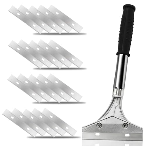 Image of Wallpaper Scraper Blades, Heavy Duty Wall Non Slip Soft Grip Scraper Tool, 4 Inch Duty Durable Effortless Removal of Wallpaper Floor Tiles Comes with 20 Blades for Home Renovation