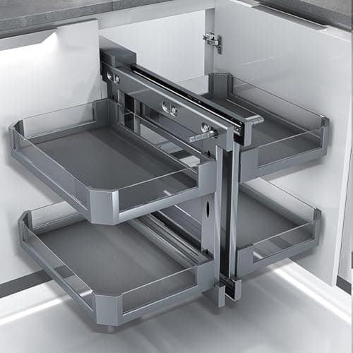 Image of AKPHBKFG Pull Out Storage Rack Shelf with 4 Storage Baskets,Extendable Cupboard Organiser Shelf for Home Kitchen,Corner cabinet pull-out baskets,Large capacity corner storage racks 800