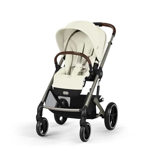 Image of CYBEX Gold Balios S Lux Pushchair, Ergonomic Lying Position, One-Hand Harness System, from Birth to 22 kg (Approx. 4 Years), Seashell Beige