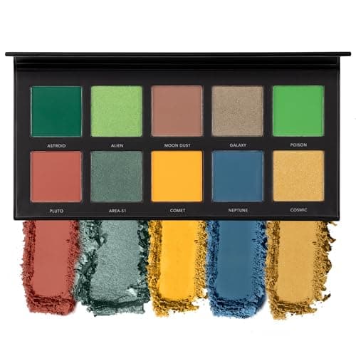 Image of LaRoc PRO Intergalactic Eyeshadow Palette - Make Up Set with 10 Matte & Metallic Shades, Blue, Brown, Green Eyeshadows, Ultra Pigmented, Long Lasting, Perfect Colourful Eye Shadows