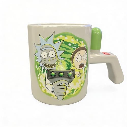 Image of Rick and Morty Official 3D Portal Gun Mug 350ml Ceramic Coffee Cup – Rick Sanchez & Morty Smith Green Portal Design – Adult Swim Novelty Collectible Gift