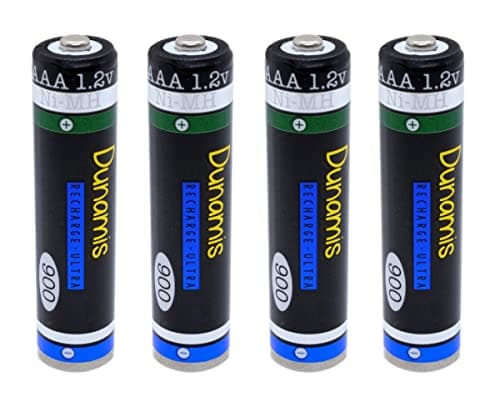 Image of 4pk Dunamis 1.2v AAA 900mAh NiMH Rechargeable Batteries - HIGH CAPACITY Suitable for Cordless Phones, Bluetooth Headsets, Solar lights & High Drain Devices etc.(AAA 900mAh, 4 Pack)