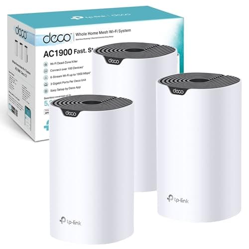Image of TP-Link Deco S7(3-pack) AC1900Mbps Whole Mesh WiFi System, Dual-Band WiFi Booster with Gigabit Ports, Coverage up to 5,600 ft2, Connect 150 devices, 1.2 GHz CPU, Work Amazon Alexa, Parental Controls