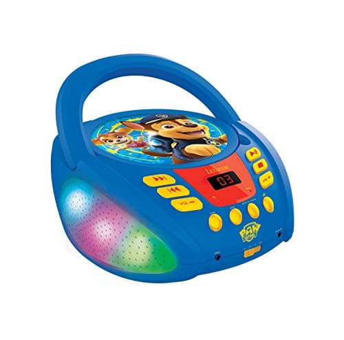 Image of Lexibook, Paw Patrol, Bluetooth CD player for kids, Portable, Multicoloured light effects, Microphone jack, Aux-in jack, AC or battery-operated, Girls, Boys, Blue/Red, RCD109PA