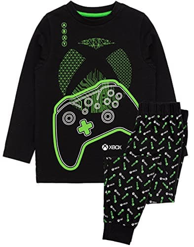 Image of Xbox Pyjamas For Boys | Kids Black Green Gamer T-Shirt & Leggings Trousers Pjs | Game Console Controller Merchandise Gifts 11-12 Years